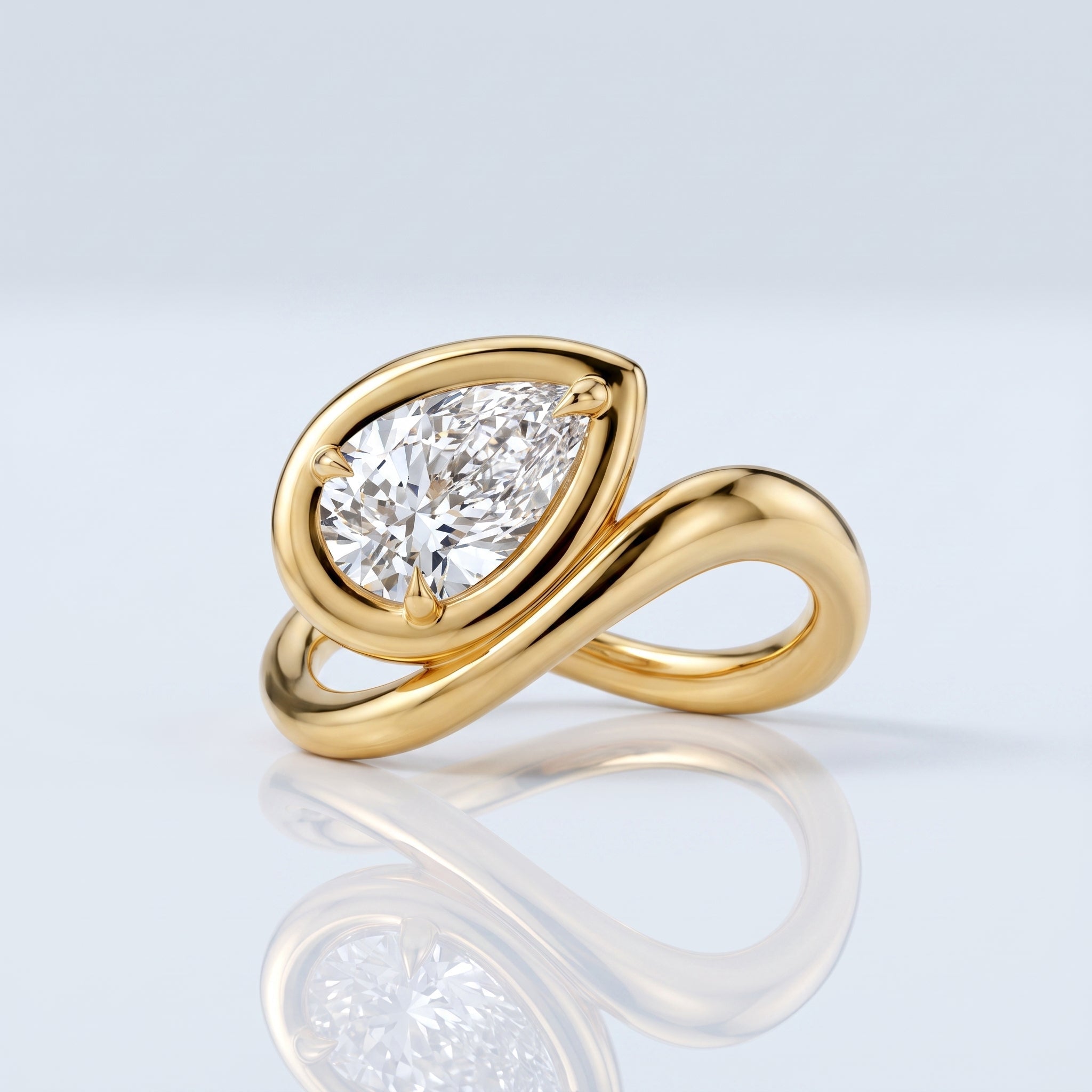 Marquise Swirl Solitaire Engagement Ring – 1 CT Lab Grown Diamond